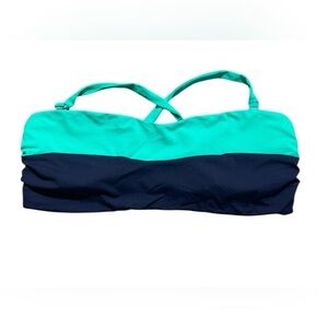 E3- Teal and Black Strapless Bikini Top Athleta Women’s Large